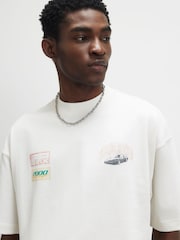 River Island White Oversized Racing Badge T-Shirt - Image 3 of 4