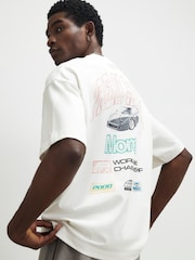 River Island White Oversized Racing Badge T-Shirt - Image 4 of 4