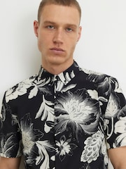 River Island Black Slim Fit Floral Print Shirt - Image 4 of 4