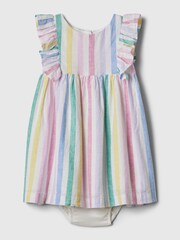Gap Gestreiftes Baby-Kleid aus Leinen-Baumwollmischung mit Flatterärmeln (Baby – 5 Jahre) - Bild 1 von 2