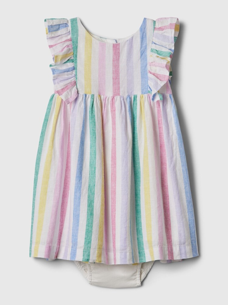 Gap Gestreiftes Baby-Kleid aus Leinen-Baumwollmischung mit Flatterärmeln (Baby – 5 Jahre) - Bild 1 von 2