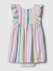 Gap Gestreiftes Baby-Kleid aus Leinen-Baumwollmischung mit Flatterärmeln (Baby – 5 Jahre) - Bild 2 von 2
