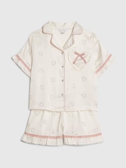 River Island Hjärta Diamante Satin Pyjamas Set - Bild 1 av 5