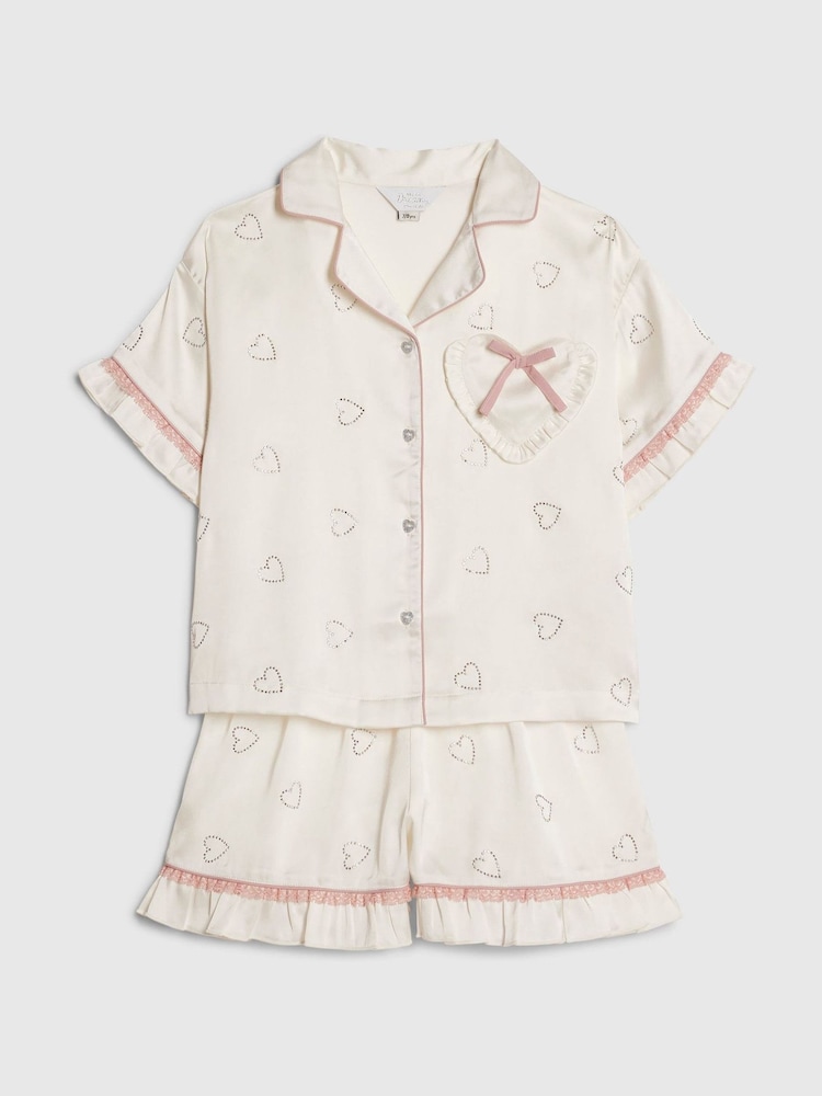 River Island Hjärta Diamante Satin Pyjamas Set - Bild 1 av 5