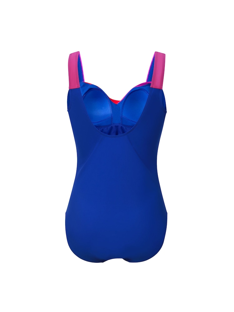 Linzi Blue, Pink & Red Sorrento Drape Detail Tummy Control Swimsuit - Image 4 of 6