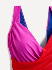 Linzi Blue, Pink & Red Sorrento Drape Detail Tummy Control Swimsuit - Image 5 of 6