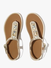 FitFlop Silver Gracie Ultra-Jewel Leather T-Bar Sandals - Image 5 of 7