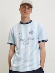 River Island Blue Ame Saint Stripe T-Shirt - Image 3 of 4