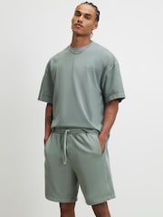 River Island Green Oversized Washed Boxy T- Shirt And Shorts Set - Image 1 of 4