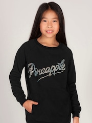 Pineapple Black Sequin Logo Girls Sweatshirt - Image 1 of 6