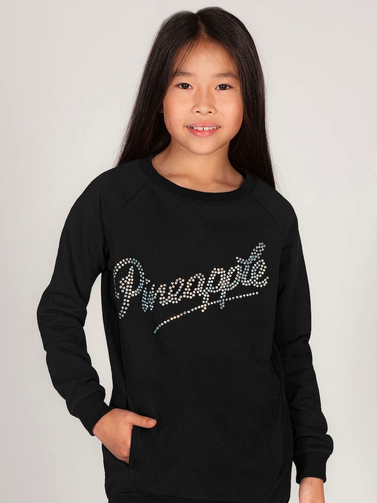 Pineapple Black Sequin Logo Girls Sweatshirt - Image 1 of 6