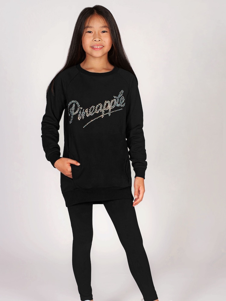 Pineapple Black Sequin Logo Girls Sweatshirt - Image 2 of 6