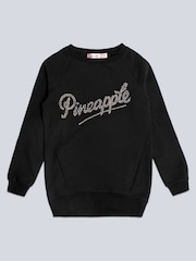 Pineapple Black Sequin Logo Girls Sweatshirt - Image 5 of 6