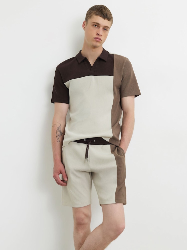 River Island Brown Slim Fit Ottoman Shorts - Image 1 of 4 River Island Brown Slim Fit Ottoman Shorts - Image 1 of 4