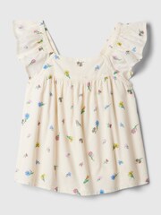 Gap Top mit Blumenmuster und Flatterärmel mit quadratischem Ausschnitt (Neugeboren-5 Jahre) - Bild 1 von 2