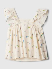 Gap Top mit Blumenmuster und Flatterärmel mit quadratischem Ausschnitt (Neugeboren-5 Jahre) - Bild 2 von 2