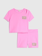 River Island Pink Active Top & Cycling Shorts Set - Image 1 of 4