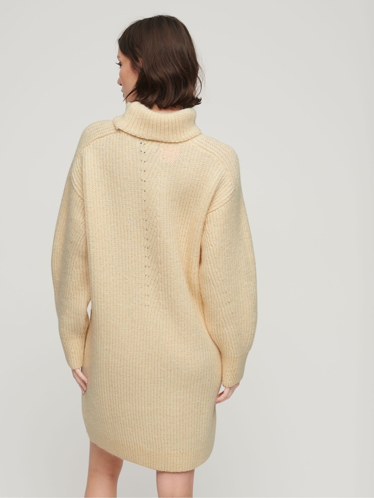 Superdry Brown Knitted Roll Neck jumper Dress - Image 2 of 7