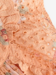 Laura Ashley Orange Rosemore Broderie Midi Dress - Image 14 of 15