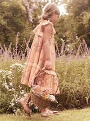 Laura Ashley Orange Rosemore Broderie Midi Dress - Image 2 of 15