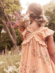 Laura Ashley Orange Rosemore Broderie Midi Dress - Image 7 of 15
