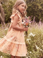 Laura Ashley Orange Rosemore Broderie Midi Dress - Image 8 of 15