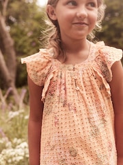 Laura Ashley Orange Rosemore Broderie Midi Dress - Image 9 of 15