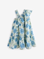 Laura Ashley Green and Blue Pickworth One Shoulder Sun Dress - Image 10 of 11