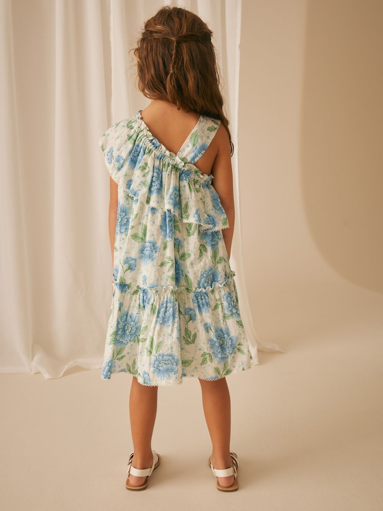 Laura Ashley Green and Blue Pickworth One Shoulder Sun Dress - Image 2 of 11