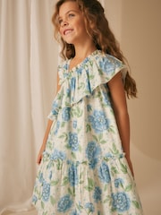 Laura Ashley Green and Blue Pickworth One Shoulder Sun Dress - Image 3 of 11