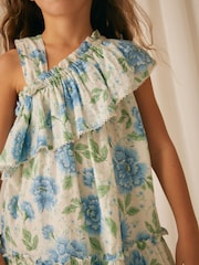 Laura Ashley Green and Blue Pickworth One Shoulder Sun Dress - Image 4 of 11