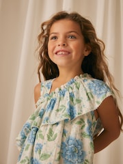 Laura Ashley Green and Blue Pickworth One Shoulder Sun Dress - Image 7 of 11