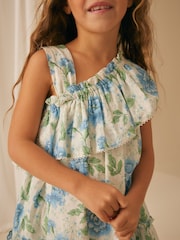 Laura Ashley Green and Blue Pickworth One Shoulder Sun Dress - Image 8 of 11