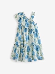 Laura Ashley Green and Blue Pickworth One Shoulder Sun Dress - Image 9 of 11