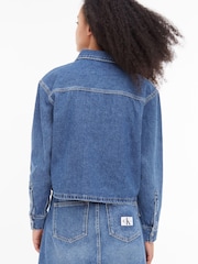 Calvin Klein Jeans Blue Cropped Utility Denim Shirt - Image 2 of 6