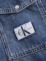 Calvin Klein Jeans Blue Cropped Utility Denim Shirt - Image 6 of 6