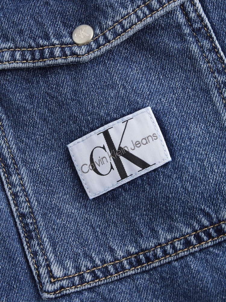 Calvin Klein Jeans Blue Cropped Utility Denim Shirt - Image 6 of 6