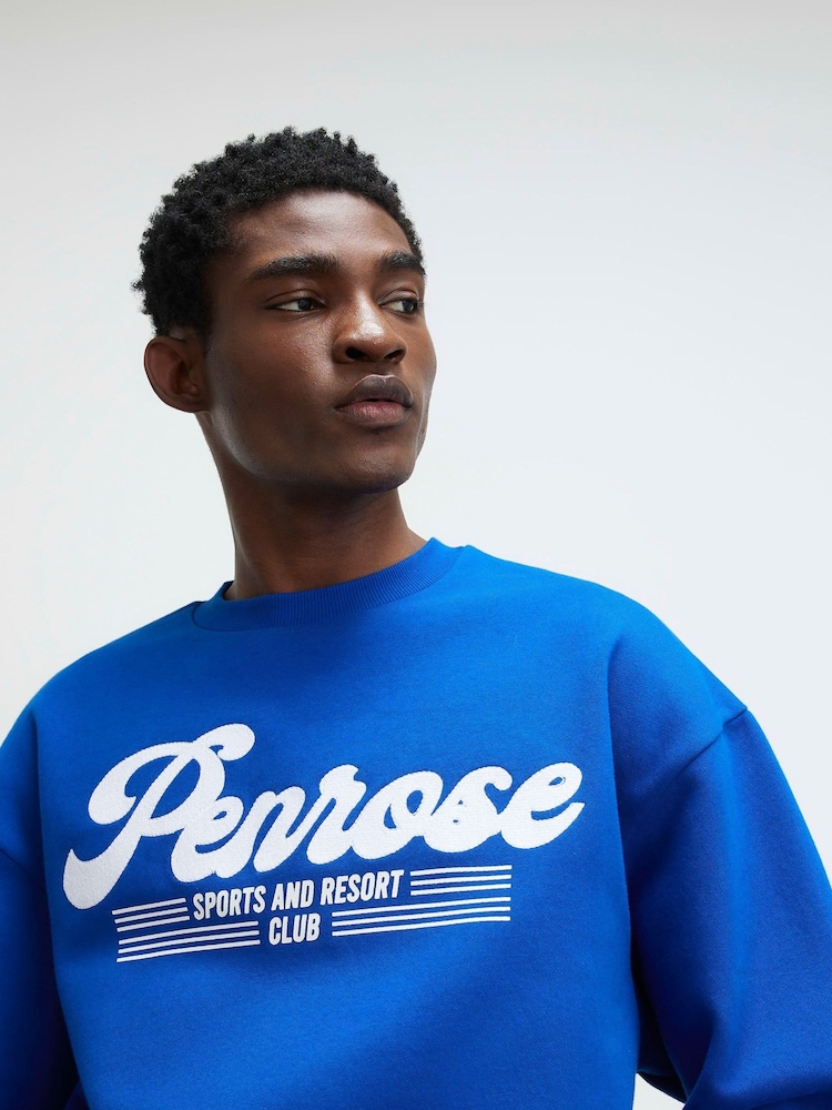 River Island Blue Oversized Sports Club Sweatshirt - Image 4 of 4