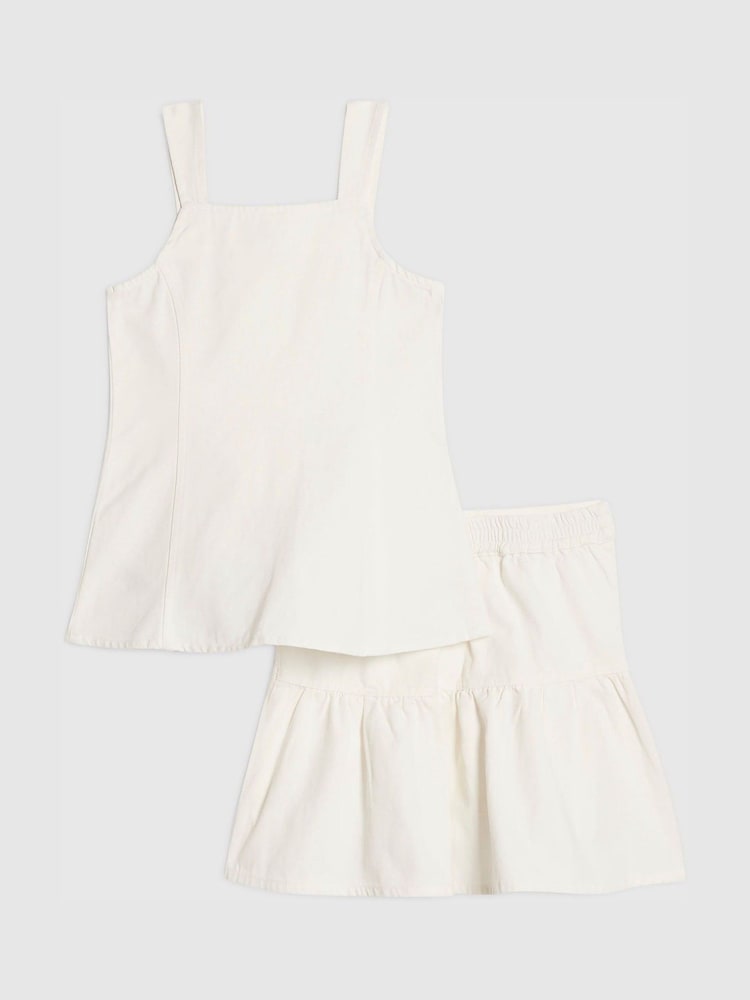 River Island White Pearl Waistcoat & Skirt Set - Image 2 of 5 River Island White Pearl Waistcoat & Skirt Set - Image 2 of 5