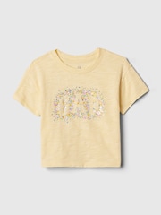 Gelb - Gap Baby T-Shirt mit bogenförmiger Logografik und Rundhalsausschnitt (Neugeborene bis 5 Jahre) - Bild 1 von 3
