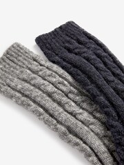 Blue/Grey Thick Cable Socks 2 Packs - Image 6 of 6