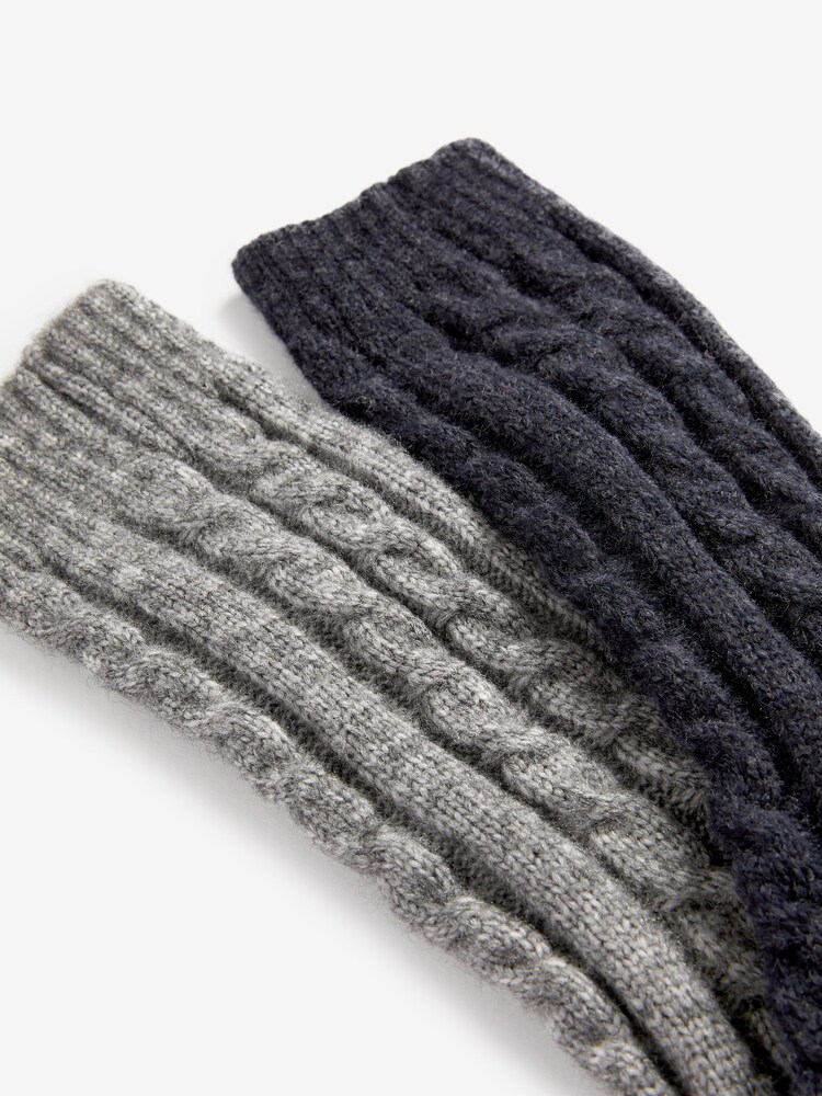 Blue/Grey Thick Cable Socks 2 Packs - Image 6 of 6