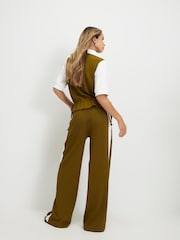 River Island Green Premium Blocked Wide Leg Joggers - Image 2 of 4