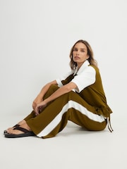 River Island Green Premium Blocked Wide Leg Joggers - Image 3 of 4
