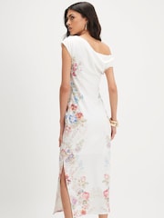 River Island Cream Floral Print Drape Midi Dress - Image 2 of 4