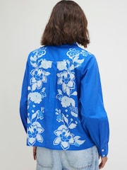River Island Blue Long Sleeve Floral Shirt - Image 3 of 4