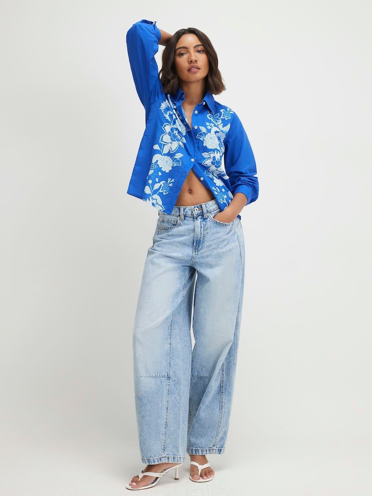 River Island Blue Long Sleeve Floral Shirt - Image 4 of 4 River Island Blue Long Sleeve Floral Shirt - Image 4 of 4