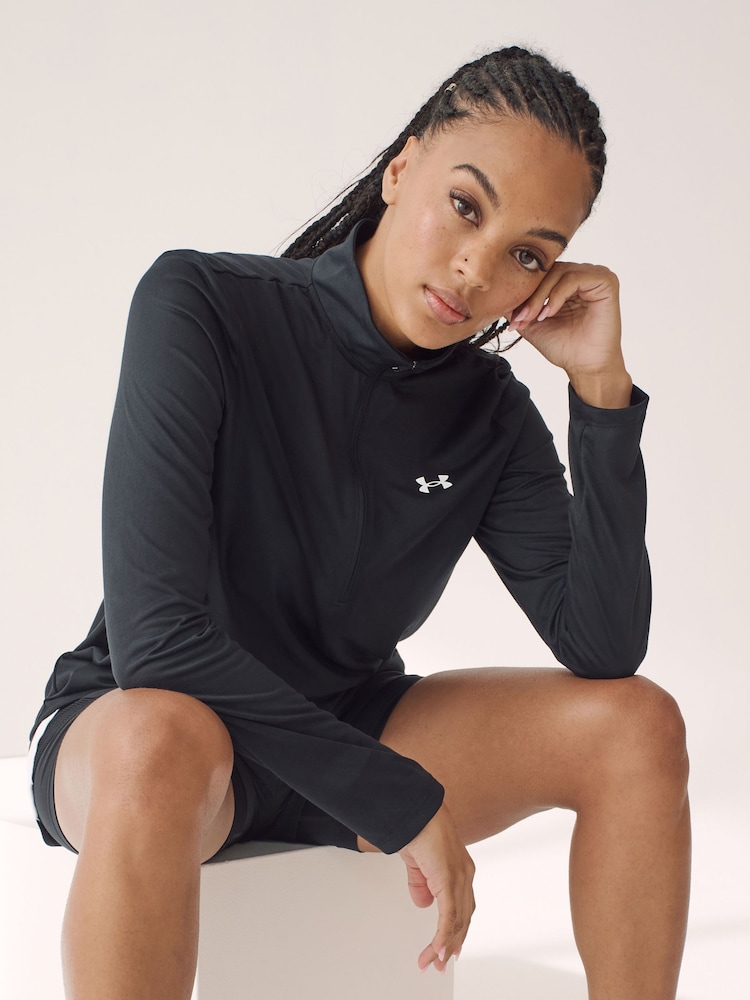 Under Armour Black Solid Tech 1/2 Zip Top - Image 1 of 7 Under Armour Black Solid Tech 1/2 Zip Top - Image 1 of 7