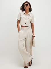 River Island Natural Cotton Wide Leg Trousers - Image 1 of 4