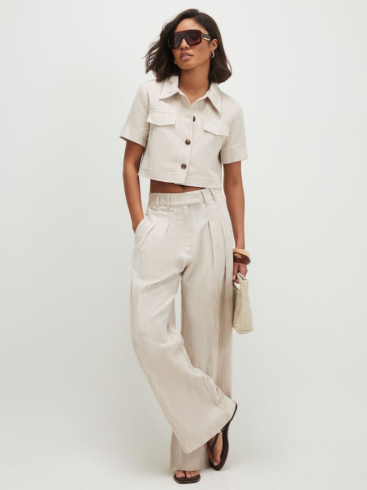 River Island Natural Cotton Wide Leg Trousers - Image 1 of 4